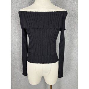 Madden Girl Juniors' Women's Off-the-Shoulder Ribbed Sweater Black Large NWT's
